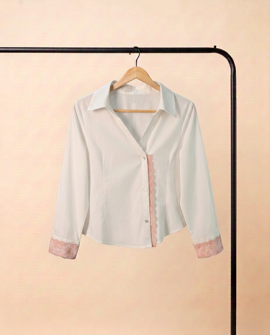 Lace-Trimmed Poplin Shirt